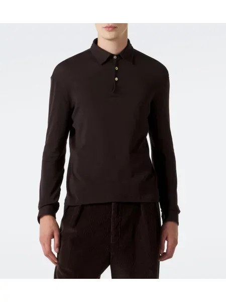 Tricou polo The Row din jerseu maro