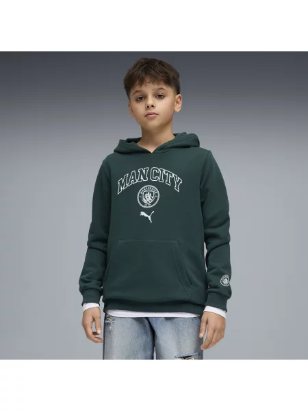 PUMA Młodzieżowa bluza z kapturem Manchester City FtblCulture Odzież zielony