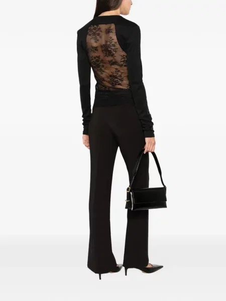 Lung tricou Imperial din dantelă negru