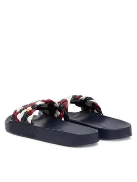 TOMMY HILFIGER Nizki natikači temno modra / temno rdeča bela