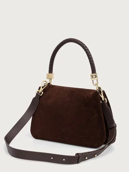 Coccinelle чанта crossbody дамска от велур кафяво