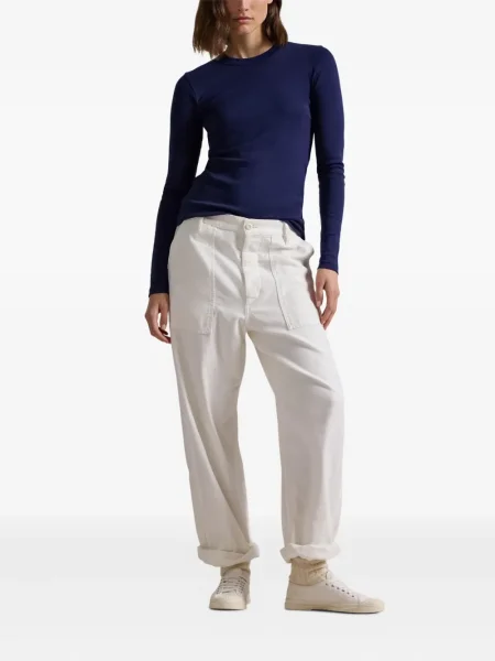 Długa koszulka Polo Ralph Lauren z okrągłym dekoltem zamszowa zielona