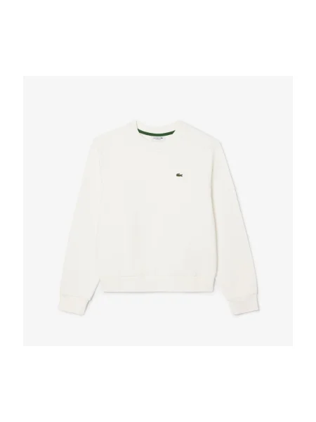 Hanorac crewneck Lacoste din fleece alb