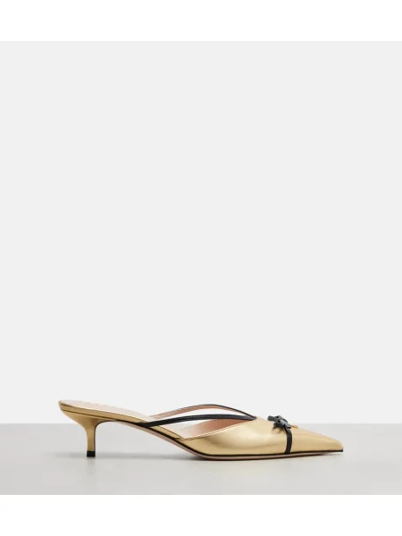 Papuci tip mules Valentino Garavani din piele auriu