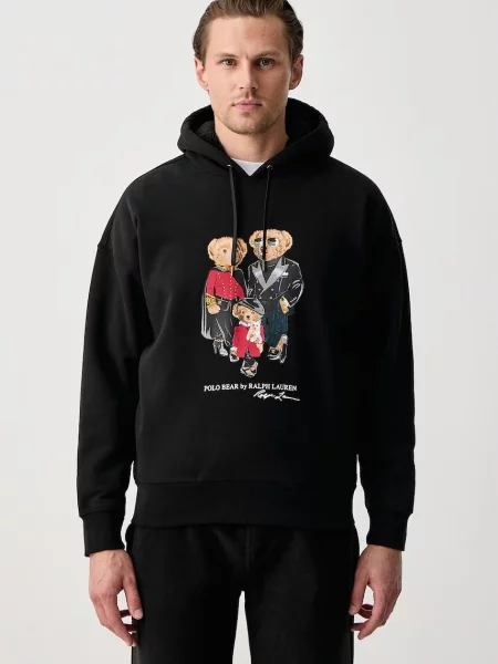 Polo Ralph Lauren bluza z kapturem z bawełną czarna