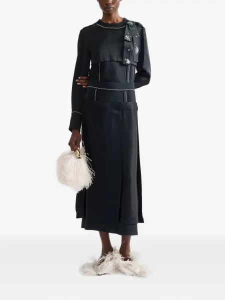 Fustă midi Erdem din satin negru