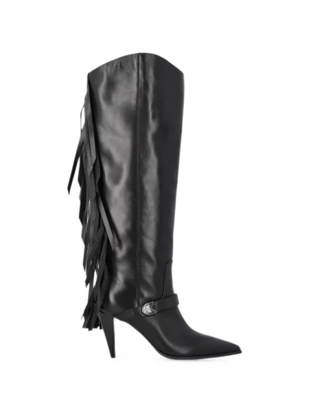 Botine Pinko cu franjuri din piele negru