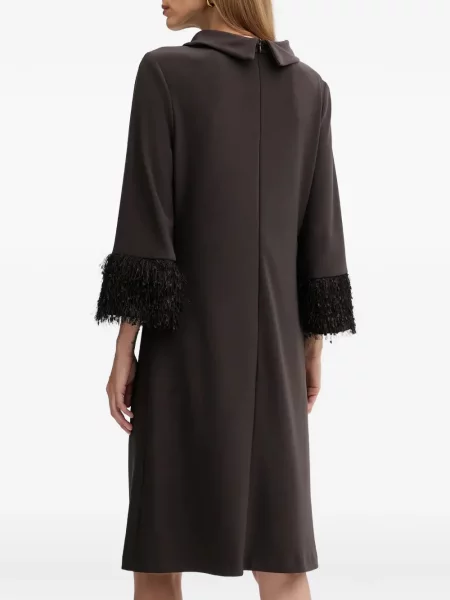 Sukienka midi Joseph Ribkoff z frędzli do kolan garniturowa brązowa