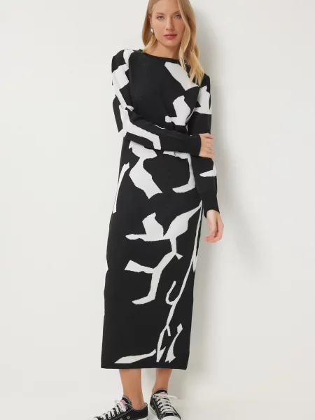 Happiness İstanbul Rochie tricotat negru alb
