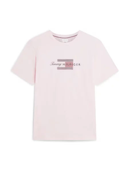 TOMMY HILFIGER Tricou bleumarin / roz pastel roșu