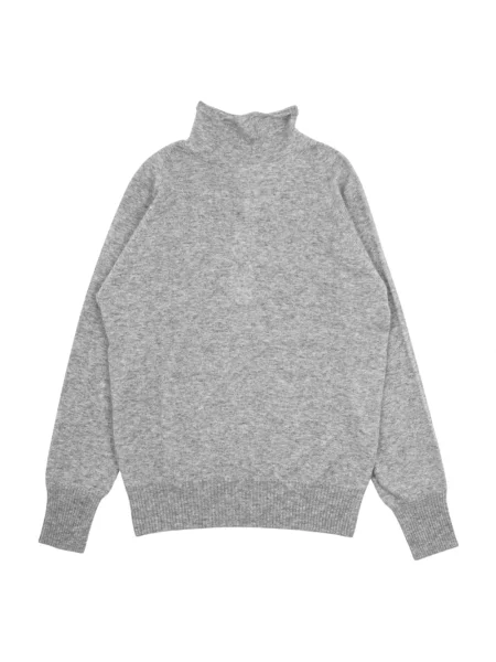 Lniany sweter z golfem Biancalancia szary