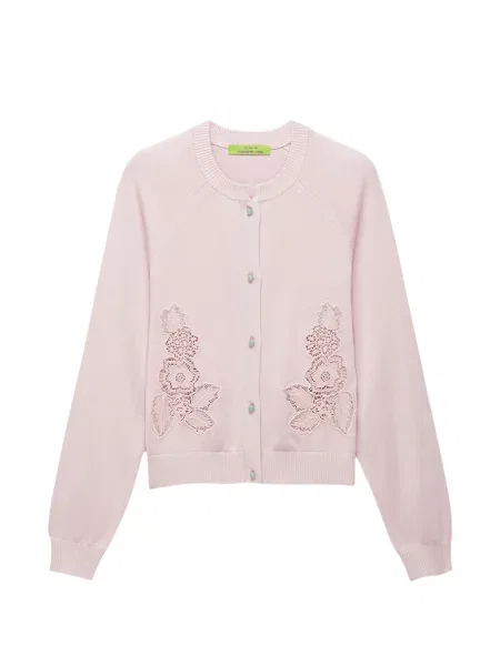 Cardigan Shanghai Tang cu model floral ajurat roz