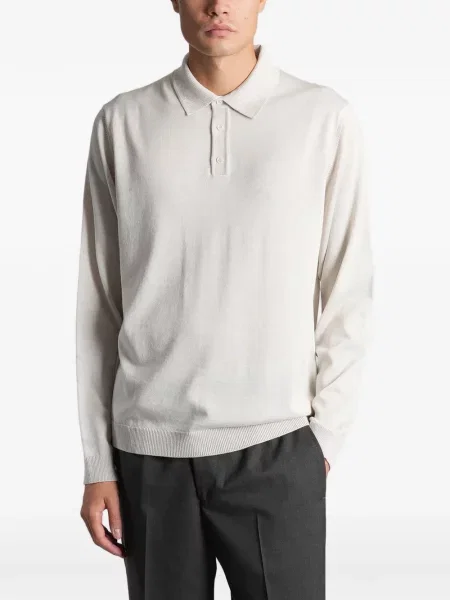 Lung tricou polo Roberto Collina gri
