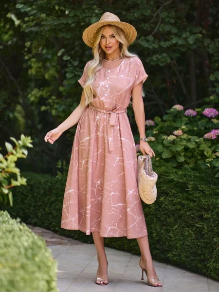 Сукня міді ISSA Plus комбінований верх бежевий