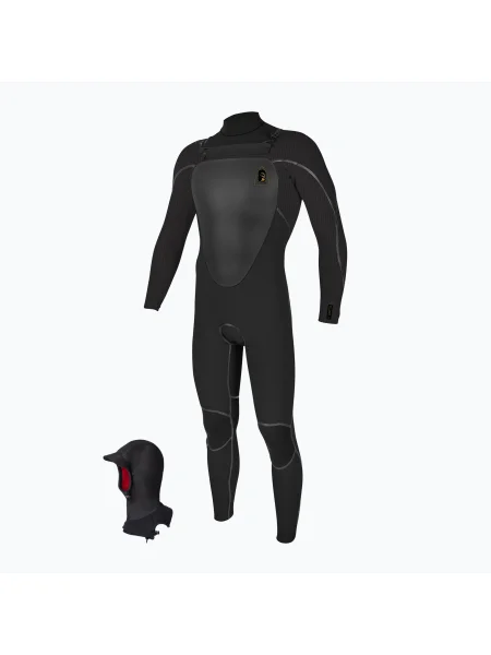 Costum de înot pentru bărbați O'Neill Mutant Legend mm Chest Zip with Hood Full black/tempered steel negru