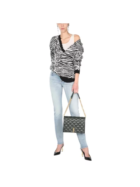 Sweter Saint Laurent wełniany asymetryczny czarny