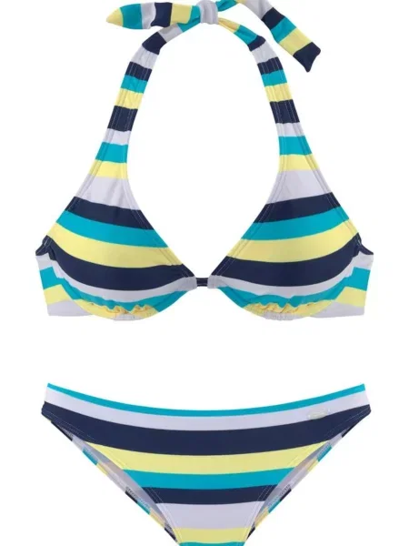 VENICE BEACH Costum de baie două piese bleumarin / albastru deschis / galben alb