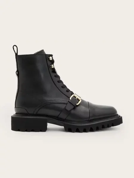 AllSaints bocanci de piele TORI BOOT cu plat negru