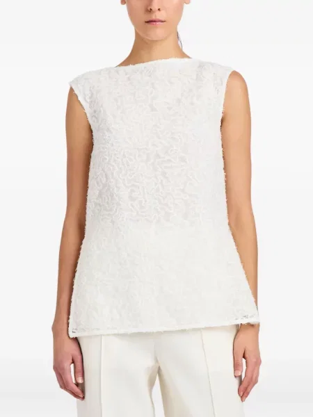 Top Proenza Schouler cu broderie alb