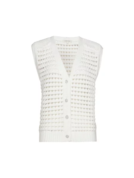 Kardigan Marie Méro bez rękawów beżowy