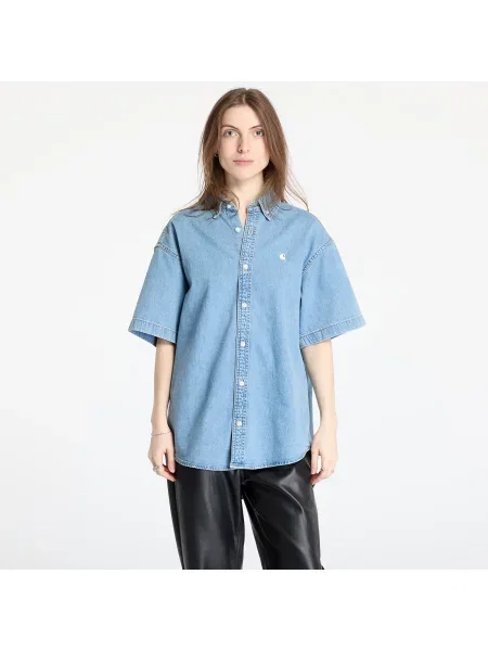 Πουκάμισα Carhartt WIP S/S Lucas Shirt UNISEX Blue Bleached S μπλε