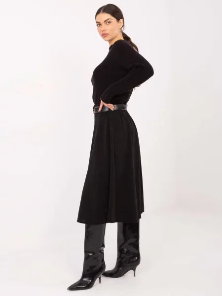 Fustă midi Rue Paris până la genunchi negru