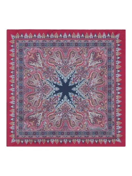 Fular Etro de mătase cu model floral roșu