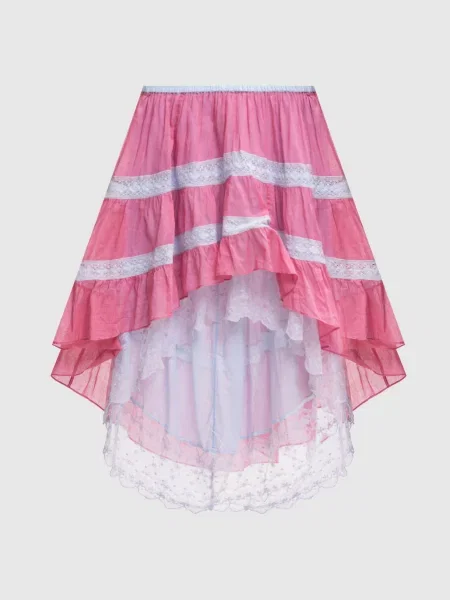 Спідниця з мереживом Bp56 рожева
