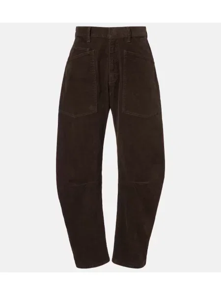 Pantaloni Nili Lotan de catifea cord maro