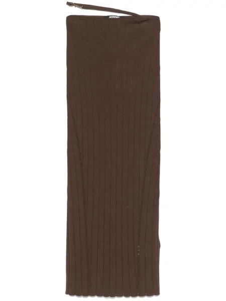 Fustă midi Jacquemus până la genunchi maro