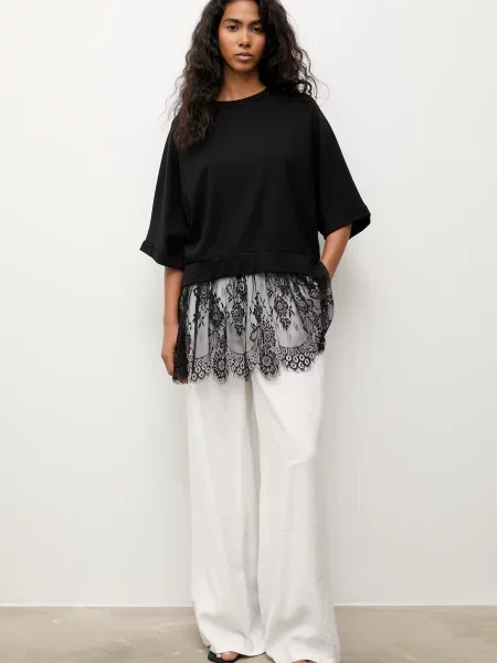 Answear.LAB bluza oversize z wiskozą czarna