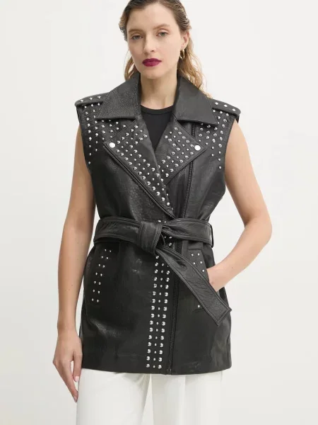 Usnjen brezrokavnik Bruuns Bazaar črna