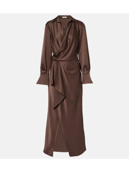 Rochie Simkhai din satin drapată de costum maro