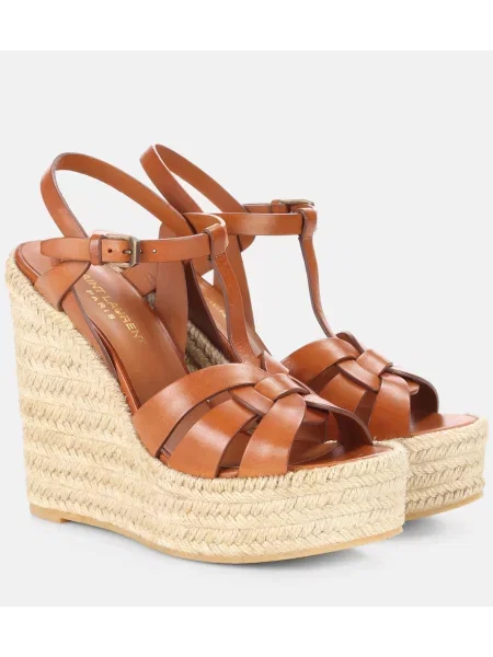 Espadrile Saint Laurent din piele maro