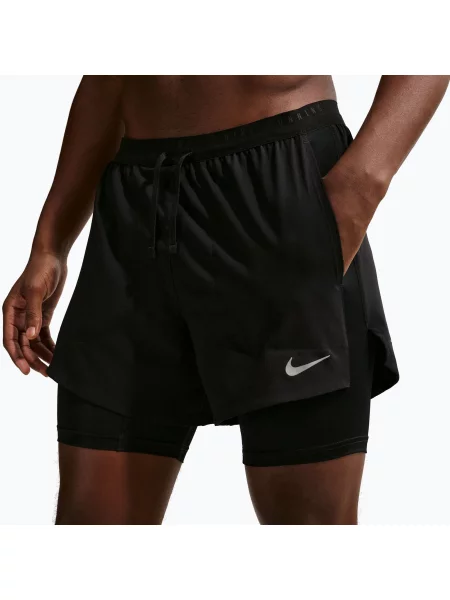 Férfi futó rövidnadrág Nike Stride Dri-Fit Hybrid 5" black. Méret: S fekete