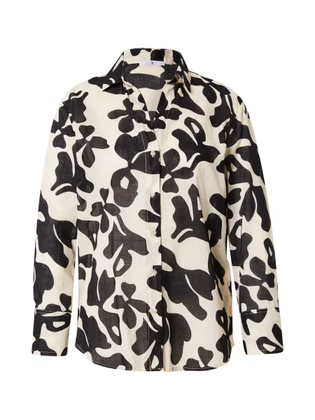 Hailys Bluză negru / lână alb