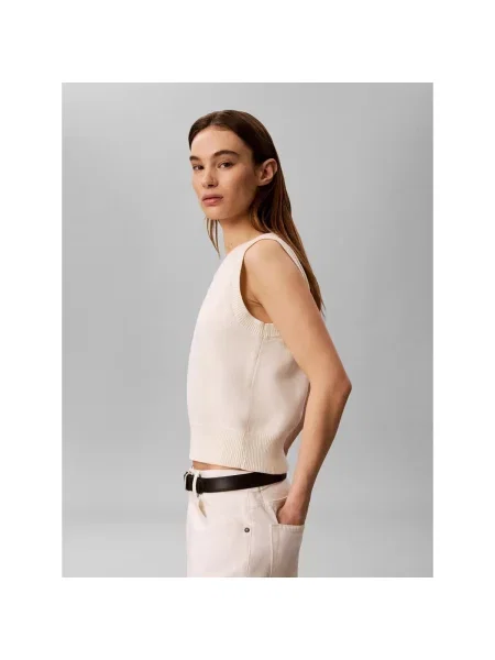 Tielko Calvin Klein Jeans s autogramom béžová