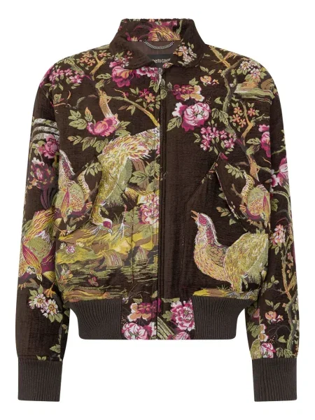 Geacă bomber Roberto Cavalli cu model floral maro