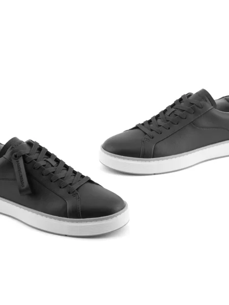 Кожени маратонки Emporio Armani с връзки синьо