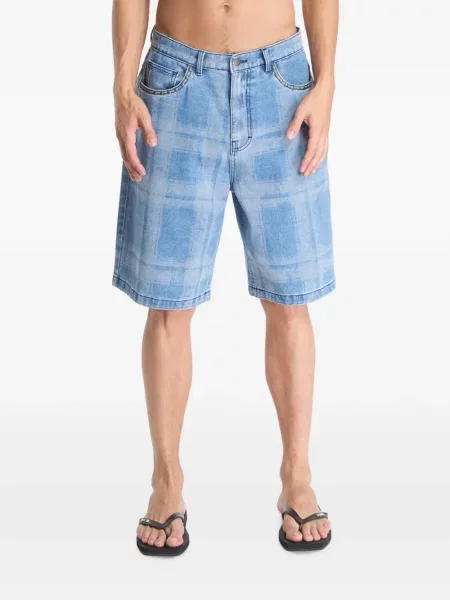 Pantaloni scurți Pleasures în carouri albastru