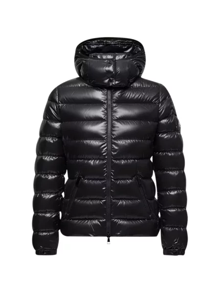 Scurt geacă cu puf Moncler Bady cu glugă negru
