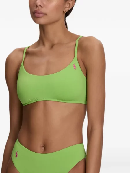 Costum de baie Polo Ralph Lauren în carouri cu decolteu în V galben