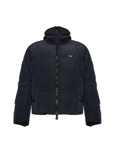 Kurtka puchowa Emporio Armani z logo czarna