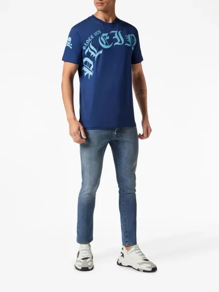 Raštuotas marškinėliai Philipp Plein mėlyna
