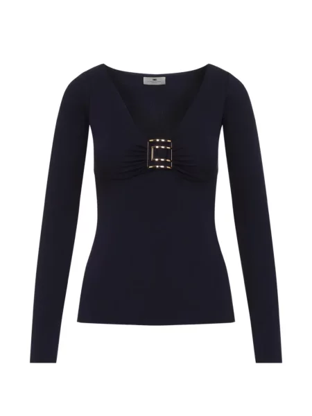 Lung top Elisabetta Franchi cu autograf albastru
