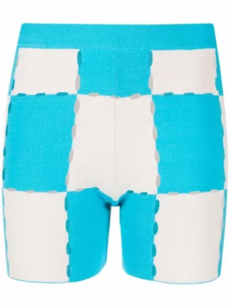 Pantaloni scurți Jacquemus în carouri albastru