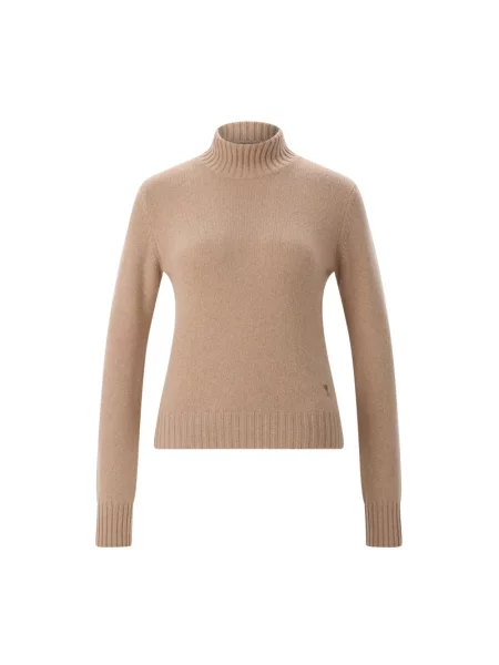 Sweter z golfem Ami Paris wełniany beżowy