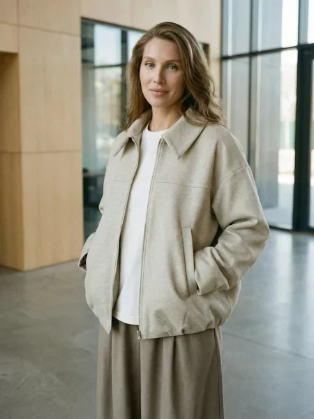 Вовняний Бомбер Seventeen бежевий