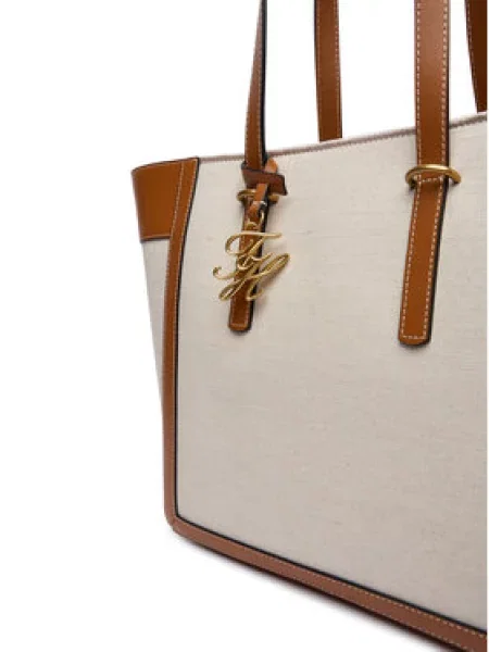 Torbica Tommy Hilfiger Th Script Tote Canvas Krem