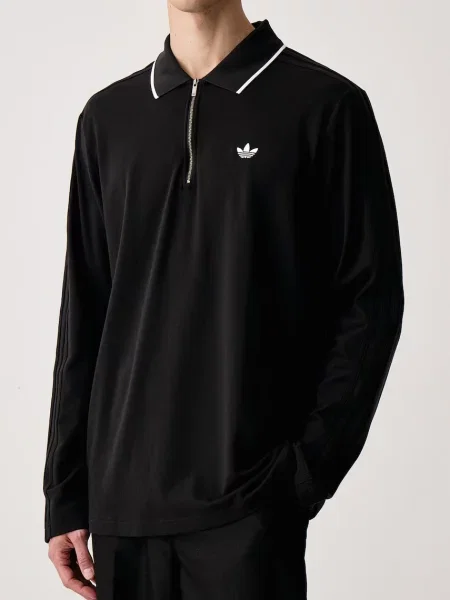 Adidas Originals тениска с яка мъжка с черно